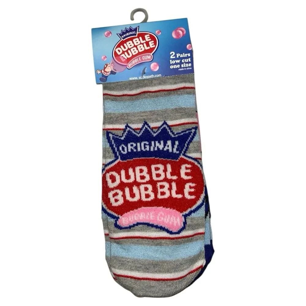 2x Dubble Bubble Novelty Low Cut Socks Adult Set One Size